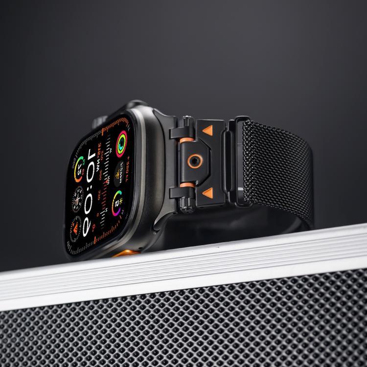 Bracelet de montre magnétique en acier milanais, pour Apple Watch 46 mm / 49 mm / 45 mm / 44 mm