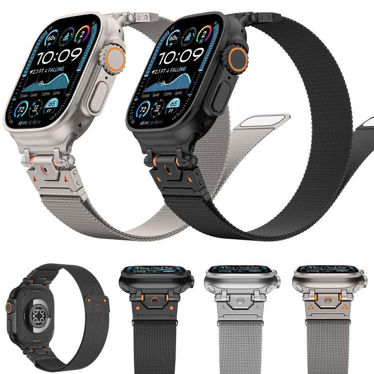 Bracelet de montre magnétique en acier milanais, pour Apple Watch 46 mm / 49 mm / 45 mm / 44 mm