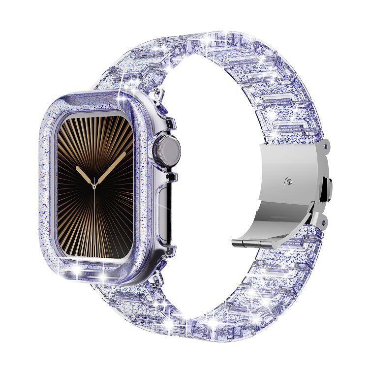 Bracelet de montre en résine époxy effet caméléon pour Apple Watch Series 10 46 mm, 42 mm, 44/45 mm, 40/41 mm et 49 mm.