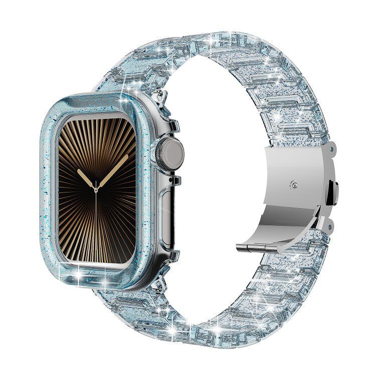 Bracelet de montre en résine époxy effet caméléon pour Apple Watch Series 10 46 mm, 42 mm, 44/45 mm, 40/41 mm et 49 mm.