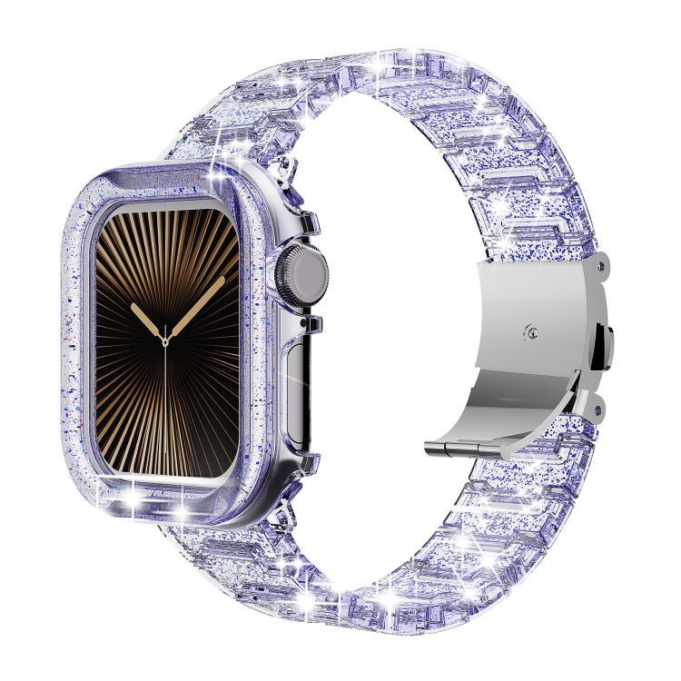 Bracelet de montre en résine époxy effet caméléon pour Apple Watch Series 10 46 mm, 42 mm, 44/45 mm, 40/41 mm et 49 mm.