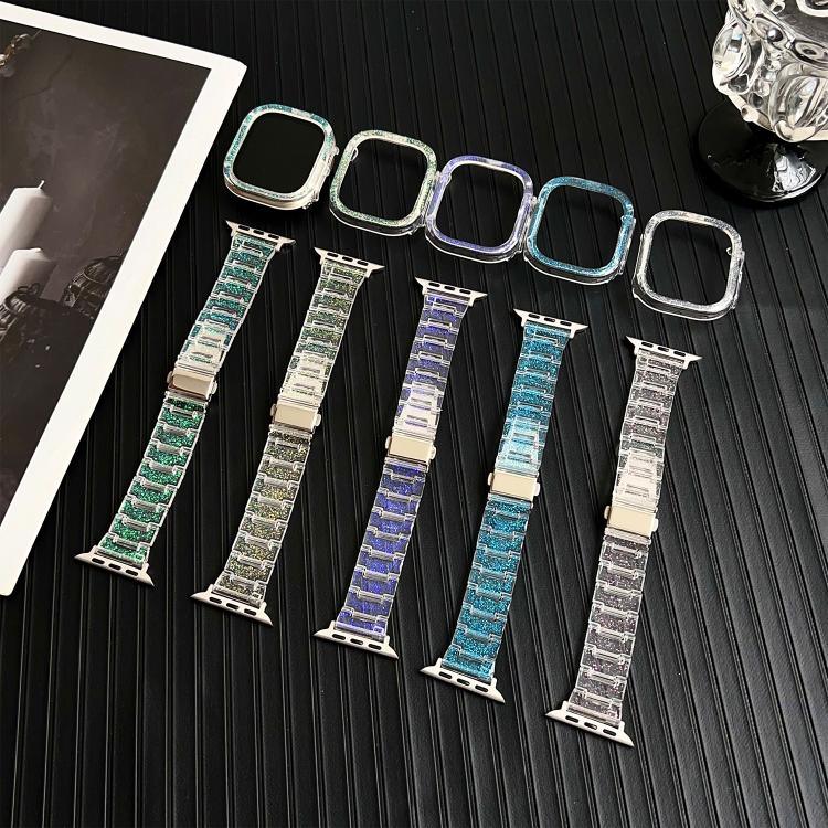 Bracelet de montre en résine époxy effet caméléon pour Apple Watch Series 10 46 mm, 42 mm, 44/45 mm, 40/41 mm et 49 mm.