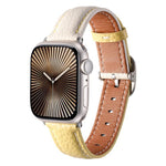 Bracelet de montre en cuir véritable texturé litchi avec boucle carrée, compatible avec Apple Watch 46 mm / 49 mm / 45 mm / 44 mm et Apple Watch 42 mm / 41 mm / 40 mm / 38 mm.