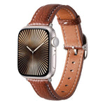 Bracelet de montre en cuir véritable texturé litchi avec boucle carrée, compatible avec Apple Watch 46 mm / 49 mm / 45 mm / 44 mm et Apple Watch 42 mm / 41 mm / 40 mm / 38 mm.