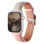 Bracelet de montre en cuir véritable texturé litchi avec boucle carrée, compatible avec Apple Watch 46 mm / 49 mm / 45 mm / 44 mm et Apple Watch 42 mm / 41 mm / 40 mm / 38 mm.