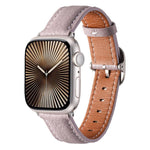 Bracelet de montre en cuir véritable texturé litchi avec boucle carrée, compatible avec Apple Watch 46 mm / 49 mm / 45 mm / 44 mm et Apple Watch 42 mm / 41 mm / 40 mm / 38 mm.