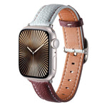 Bracelet de montre en cuir véritable texturé litchi avec boucle carrée, compatible avec Apple Watch 46 mm / 49 mm / 45 mm / 44 mm et Apple Watch 42 mm / 41 mm / 40 mm / 38 mm.