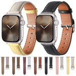 Bracelet de montre en cuir véritable texturé litchi avec boucle carrée, compatible avec Apple Watch 46 mm / 49 mm / 45 mm / 44 mm et Apple Watch 42 mm / 41 mm / 40 mm / 38 mm.