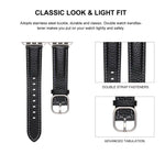Bracelet de montre en cuir véritable texturé litchi avec boucle carrée, compatible avec Apple Watch 46 mm / 49 mm / 45 mm / 44 mm et Apple Watch 42 mm / 41 mm / 40 mm / 38 mm.