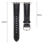 Bracelet de montre en cuir véritable texturé litchi avec boucle carrée, compatible avec Apple Watch 46 mm / 49 mm / 45 mm / 44 mm et Apple Watch 42 mm / 41 mm / 40 mm / 38 mm.