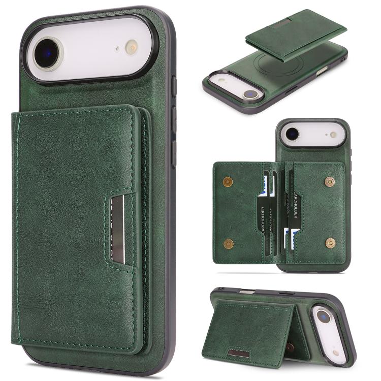 Étui de téléphone en cuir Kalebol Strong MagSafe Magnetic Two-Fold Card Bag, pour iPhone 17 Pro Max, pour iPhone 17 Pro, pour iPhone 17, pour iPhone Air