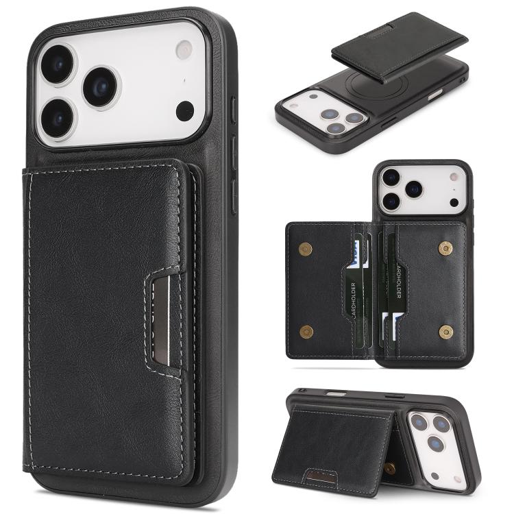 Étui de téléphone en cuir Kalebol Strong MagSafe Magnetic Two-Fold Card Bag, pour iPhone 17 Pro Max, pour iPhone 17 Pro, pour iPhone 17, pour iPhone Air