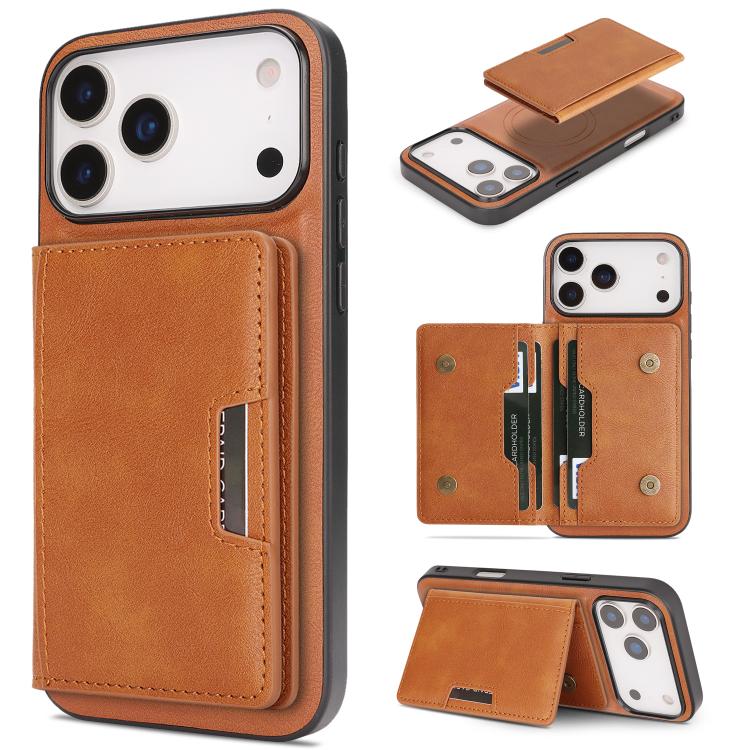 Étui de téléphone en cuir Kalebol Strong MagSafe Magnetic Two-Fold Card Bag, pour iPhone 17 Pro Max, pour iPhone 17 Pro, pour iPhone 17, pour iPhone Air