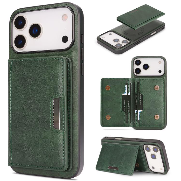 Étui de téléphone en cuir Kalebol Strong MagSafe Magnetic Two-Fold Card Bag, pour iPhone 17 Pro Max, pour iPhone 17 Pro, pour iPhone 17, pour iPhone Air