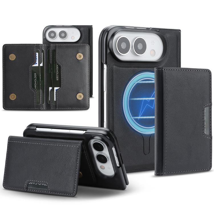 Étui de téléphone en cuir Kalebol Strong MagSafe Magnetic Two-Fold Card Bag, pour iPhone 17 Pro Max, pour iPhone 17 Pro, pour iPhone 17, pour iPhone Air