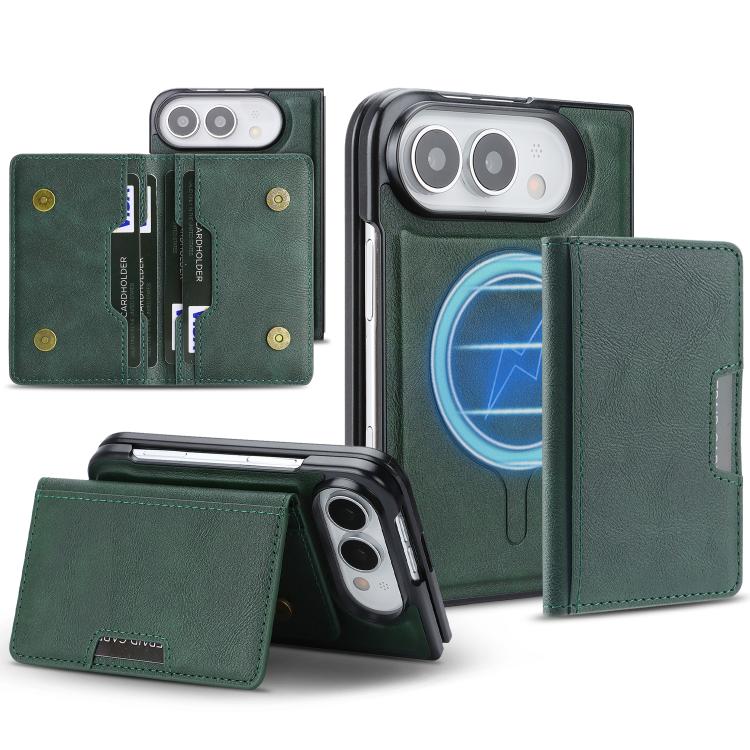 Étui de téléphone en cuir Kalebol Strong MagSafe Magnetic Two-Fold Card Bag, pour iPhone 17 Pro Max, pour iPhone 17 Pro, pour iPhone 17, pour iPhone Air