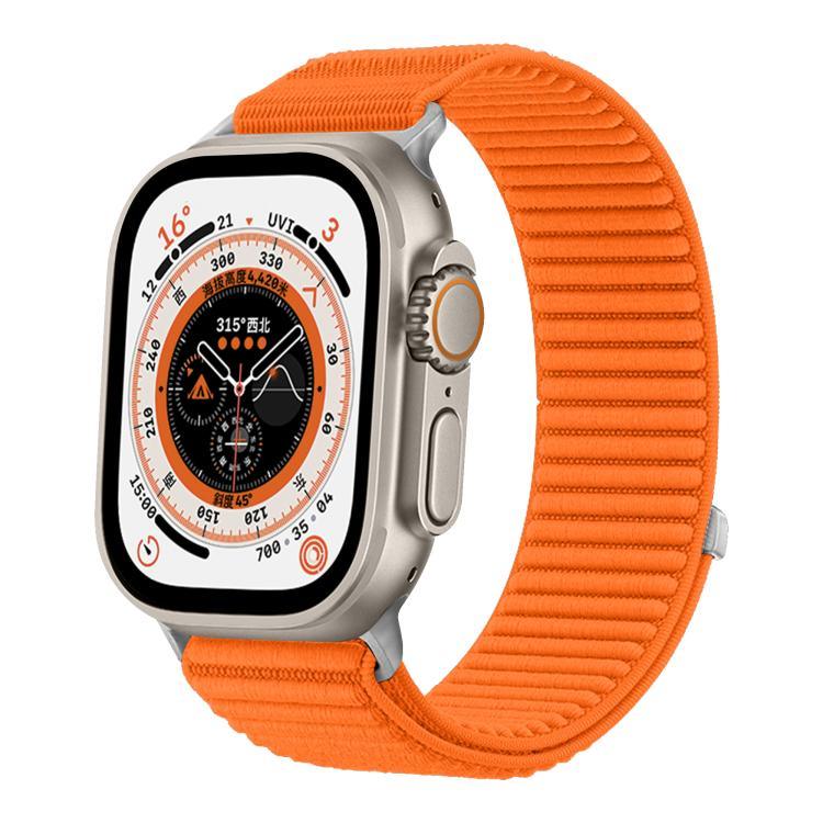 Bracelet de montre en nylon tissé avec fermeture auto-agrippante et interface métallique, compatible avec Apple Watch 46 mm / 49 mm / 45 mm / 44 mm et Apple Watch 42 mm / 41 mm / 40 mm / 38 mm.