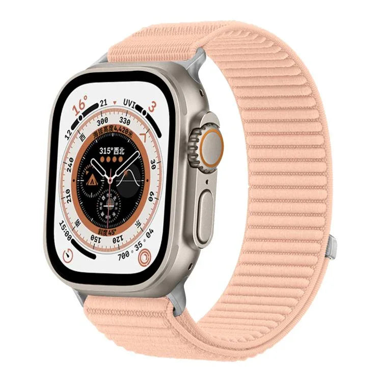 Bracelet de montre en nylon tissé avec fermeture auto-agrippante et interface métallique, compatible avec Apple Watch 46 mm / 49 mm / 45 mm / 44 mm et Apple Watch 42 mm / 41 mm / 40 mm / 38 mm.
