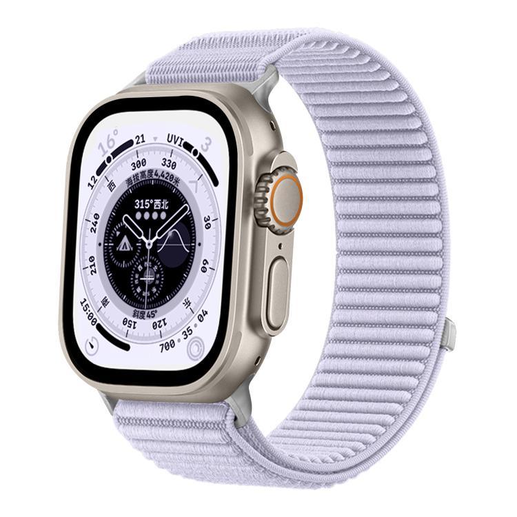 Bracelet de montre en nylon tissé avec fermeture auto-agrippante et interface métallique, compatible avec Apple Watch 46 mm / 49 mm / 45 mm / 44 mm et Apple Watch 42 mm / 41 mm / 40 mm / 38 mm.