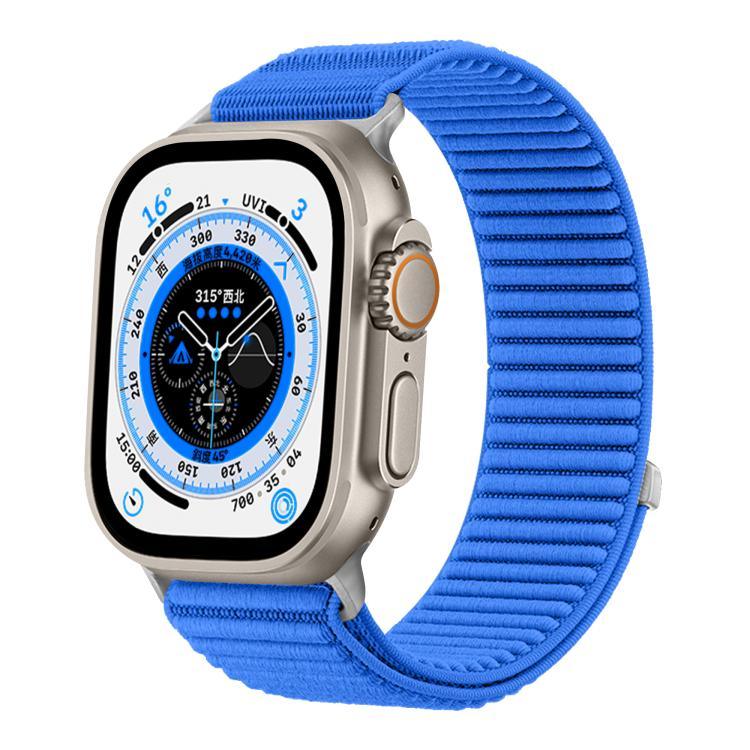 Bracelet de montre en nylon tissé avec fermeture auto-agrippante et interface métallique, compatible avec Apple Watch 46 mm / 49 mm / 45 mm / 44 mm et Apple Watch 42 mm / 41 mm / 40 mm / 38 mm.