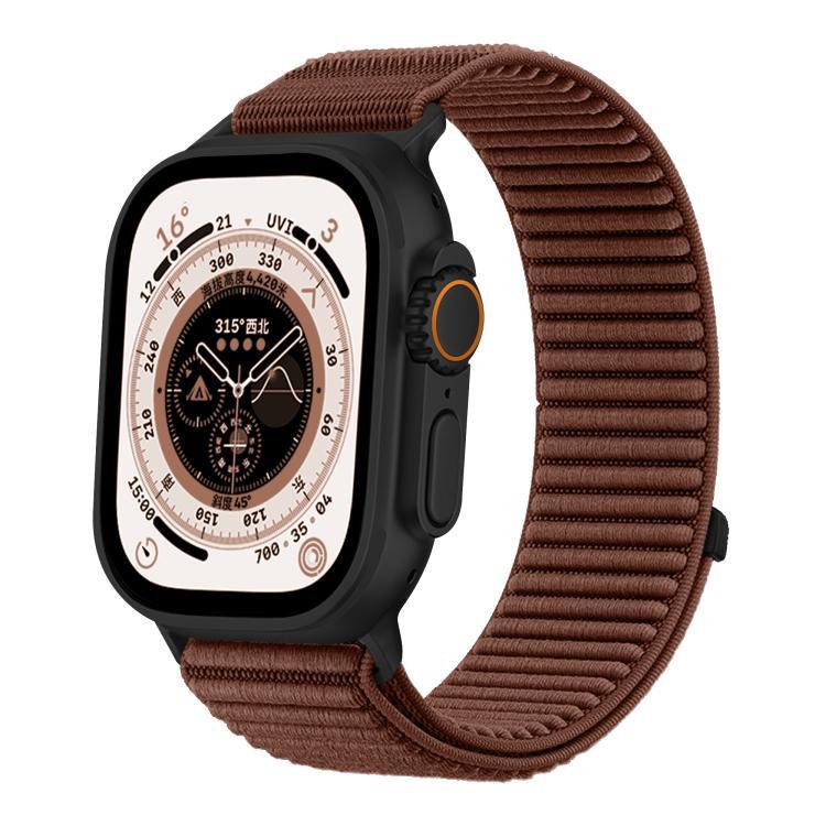 Bracelet de montre en nylon tissé avec fermeture auto-agrippante et interface métallique, compatible avec Apple Watch 46 mm / 49 mm / 45 mm / 44 mm et Apple Watch 42 mm / 41 mm / 40 mm / 38 mm.