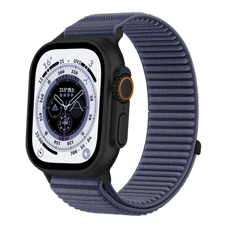Bracelet de montre en nylon tissé avec fermeture auto-agrippante et interface métallique, compatible avec Apple Watch 46 mm / 49 mm / 45 mm / 44 mm et Apple Watch 42 mm / 41 mm / 40 mm / 38 mm.