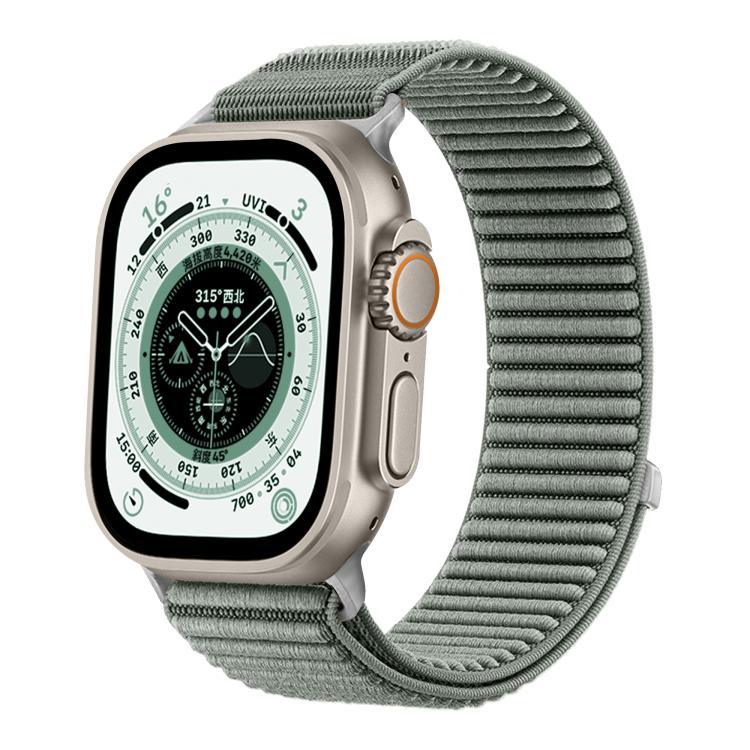 Bracelet de montre en nylon tissé avec fermeture auto-agrippante et interface métallique, compatible avec Apple Watch 46 mm / 49 mm / 45 mm / 44 mm et Apple Watch 42 mm / 41 mm / 40 mm / 38 mm.
