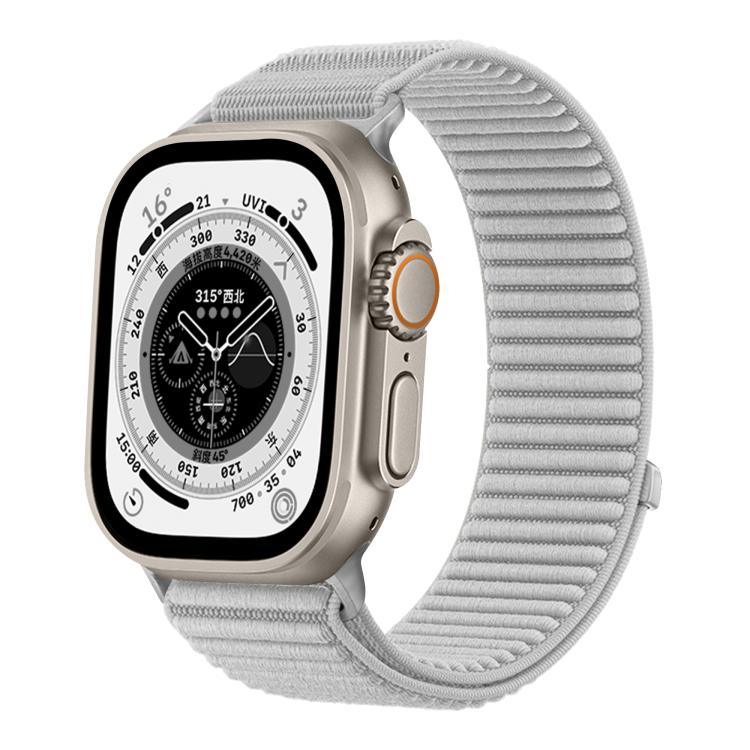 Bracelet de montre en nylon tissé avec fermeture auto-agrippante et interface métallique, compatible avec Apple Watch 46 mm / 49 mm / 45 mm / 44 mm et Apple Watch 42 mm / 41 mm / 40 mm / 38 mm.