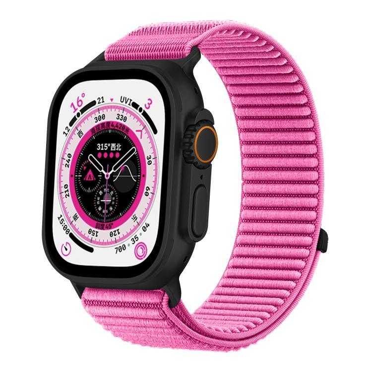 Bracelet de montre en nylon tissé avec fermeture auto-agrippante et interface métallique, compatible avec Apple Watch 46 mm / 49 mm / 45 mm / 44 mm et Apple Watch 42 mm / 41 mm / 40 mm / 38 mm.