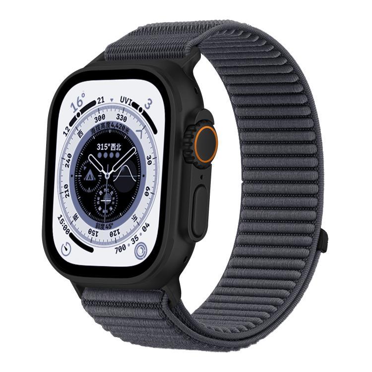 Bracelet de montre en nylon tissé avec fermeture auto-agrippante et interface métallique, compatible avec Apple Watch 46 mm / 49 mm / 45 mm / 44 mm et Apple Watch 42 mm / 41 mm / 40 mm / 38 mm.