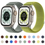 Bracelet de montre en nylon tissé avec fermeture auto-agrippante et interface métallique, compatible avec Apple Watch 46 mm / 49 mm / 45 mm / 44 mm et Apple Watch 42 mm / 41 mm / 40 mm / 38 mm.