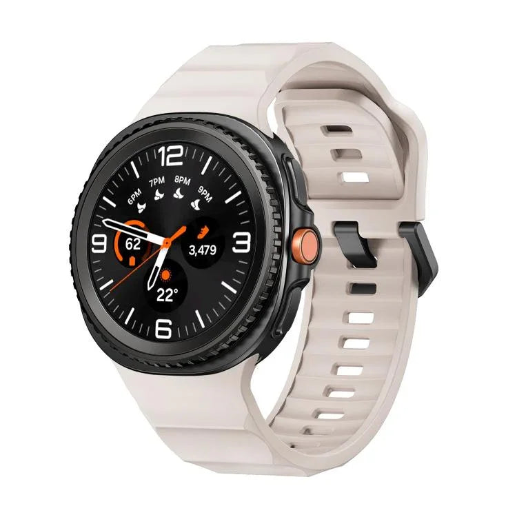 Bracelet de montre en silicone noir ondulé avec boucle, pour Samsung Galaxy Watch8 / Watch8 Classic