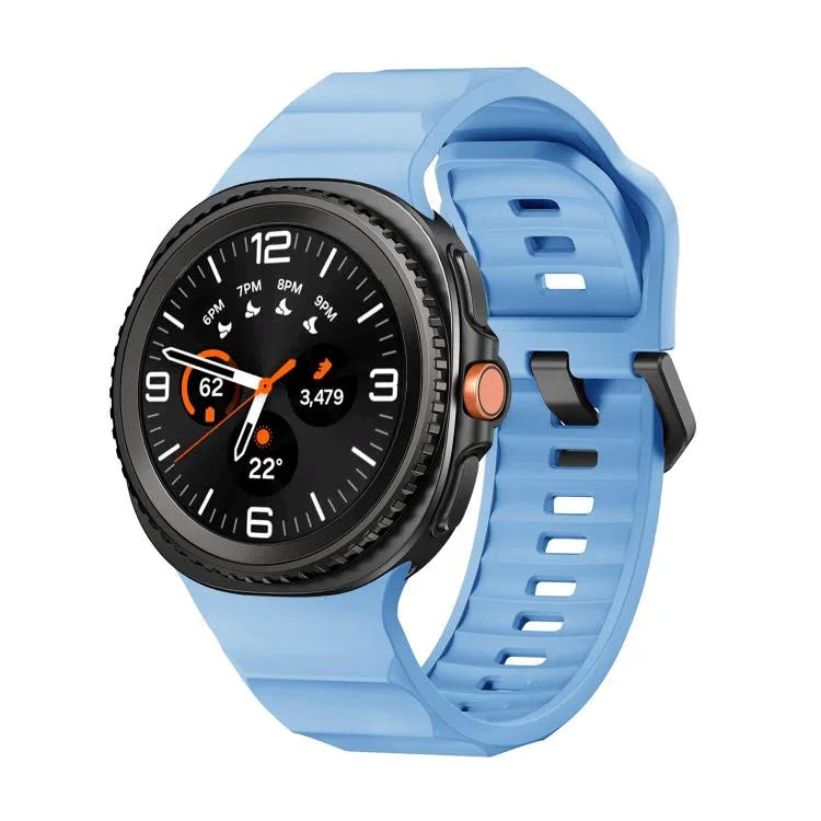 Bracelet de montre en silicone noir ondulé avec boucle, pour Samsung Galaxy Watch8 / Watch8 Classic