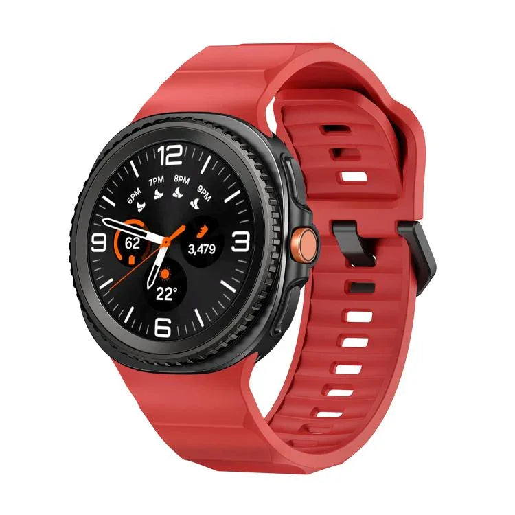 Bracelet de montre en silicone noir ondulé avec boucle, pour Samsung Galaxy Watch8 / Watch8 Classic