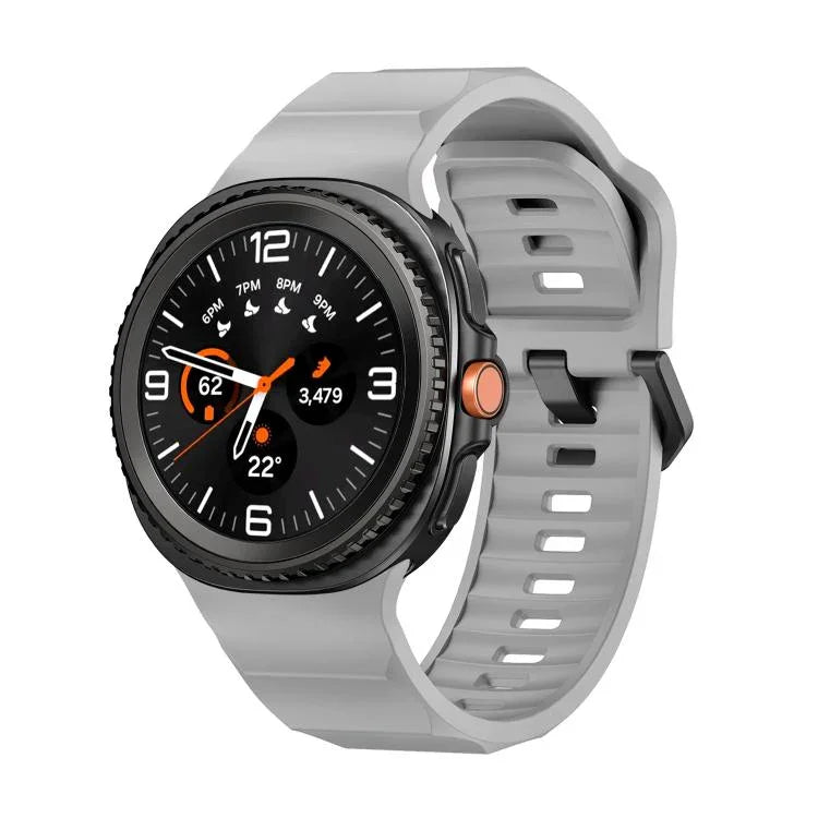 Bracelet de montre en silicone noir ondulé avec boucle, pour Samsung Galaxy Watch8 / Watch8 Classic
