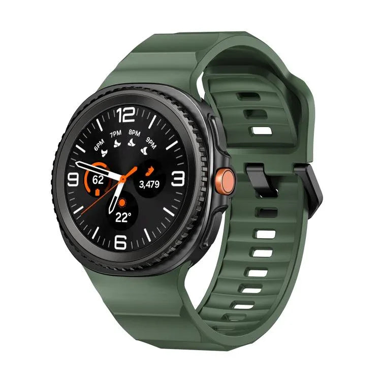 Bracelet de montre en silicone noir ondulé avec boucle, pour Samsung Galaxy Watch8 / Watch8 Classic