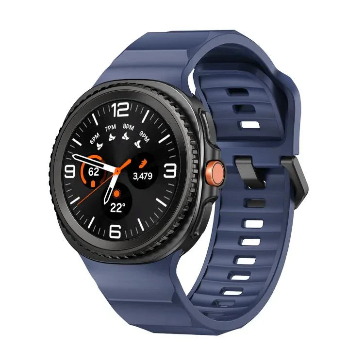 Bracelet de montre en silicone noir ondulé avec boucle, pour Samsung Galaxy Watch8 / Watch8 Classic