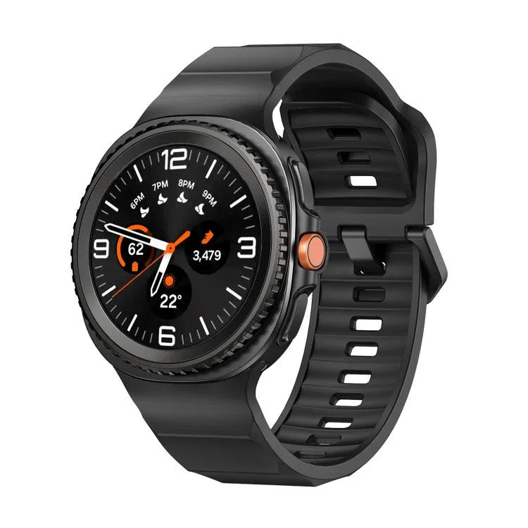 Bracelet de montre en silicone noir ondulé avec boucle, pour Samsung Galaxy Watch8 / Watch8 Classic
