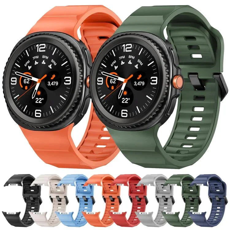 Bracelet de montre en silicone noir ondulé avec boucle, pour Samsung Galaxy Watch8 / Watch8 Classic