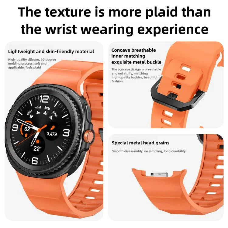 Bracelet de montre en silicone noir ondulé avec boucle, pour Samsung Galaxy Watch8 / Watch8 Classic