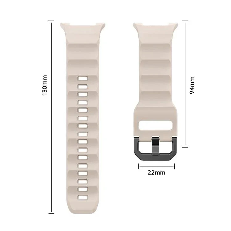Bracelet de montre en silicone noir ondulé avec boucle, pour Samsung Galaxy Watch8 / Watch8 Classic