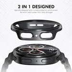 ENKAY Hat-Prince Film en Verre Trempé Couvrant Intégralement avec Boîtier de Montre PC Intégré, Pour Samsung Galaxy Watch8 44mm, Pour Samsung Galaxy Watch8 40mm