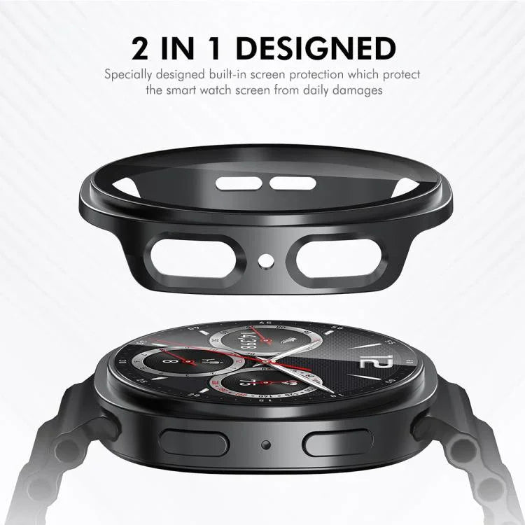 ENKAY Hat-Prince Film en Verre Trempé Couvrant Intégralement avec Boîtier de Montre PC Intégré, Pour Samsung Galaxy Watch8 44mm, Pour Samsung Galaxy Watch8 40mm