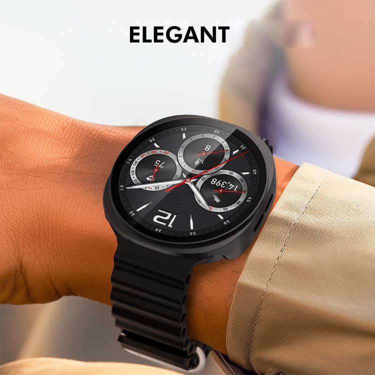 ENKAY Hat-Prince Film en Verre Trempé Couvrant Intégralement avec Boîtier de Montre PC Intégré, Pour Samsung Galaxy Watch8 44mm, Pour Samsung Galaxy Watch8 40mm