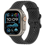 Bracelet de montre en silicone perforé et respirant, compatible avec Apple Watch 46 mm / 49 mm / 45 mm / 44 mm