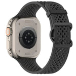 Bracelet de montre en silicone perforé et respirant, compatible avec Apple Watch 46 mm / 49 mm / 45 mm / 44 mm