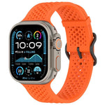 Bracelet de montre en silicone perforé et respirant, compatible avec Apple Watch 46 mm / 49 mm / 45 mm / 44 mm