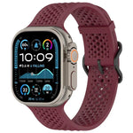 Bracelet de montre en silicone perforé et respirant, compatible avec Apple Watch 46 mm / 49 mm / 45 mm / 44 mm