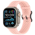 Bracelet de montre en silicone perforé et respirant, compatible avec Apple Watch 46 mm / 49 mm / 45 mm / 44 mm