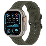 Bracelet de montre en silicone perforé et respirant, compatible avec Apple Watch 46 mm / 49 mm / 45 mm / 44 mm